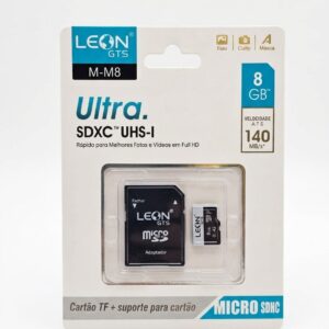 Micro SD 8GB Leon GTS Ultra Classe 10 A2 + Adaptador SD – M-M8